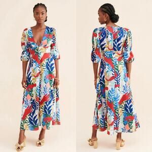 Hutch Maxine A-Line V-neck Maxi Multi Colored Floral pattern Dress Size 6